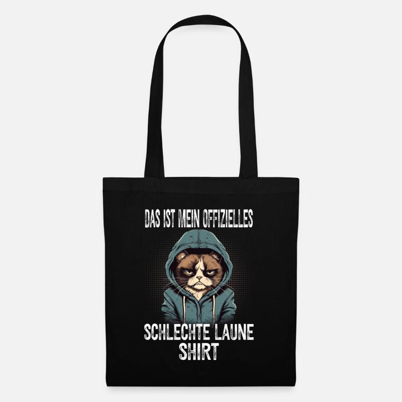 Lustiger Spruch Katze Sarkasmus Schlechte Laune - Stoffbeutel - Schwarz