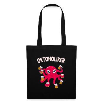 Oktoholiker Bier Oktopus Saufen Lustiges Party - Stoffbeutel - Schwarz - Vorne