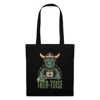 Thor-Toise Tortue Viking Reptile nordique - Sac en tissu - noir - Devant