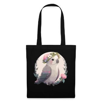 Aquarelle Moine Perruche Perroquet Perroquet Fleur d’oiseau - Sac en tissu - noir - Devant