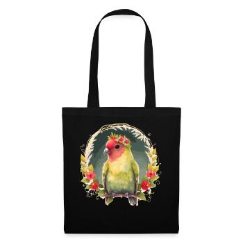 Green Peach Faced Lovebird Parrot Flower Crown Pet - Sac en tissu - noir - Devant