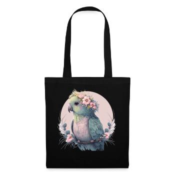 Cute Parakeet Budgie Bird Flower Crown Pet Birds - Stoffbeutel - Schwarz - Vorne