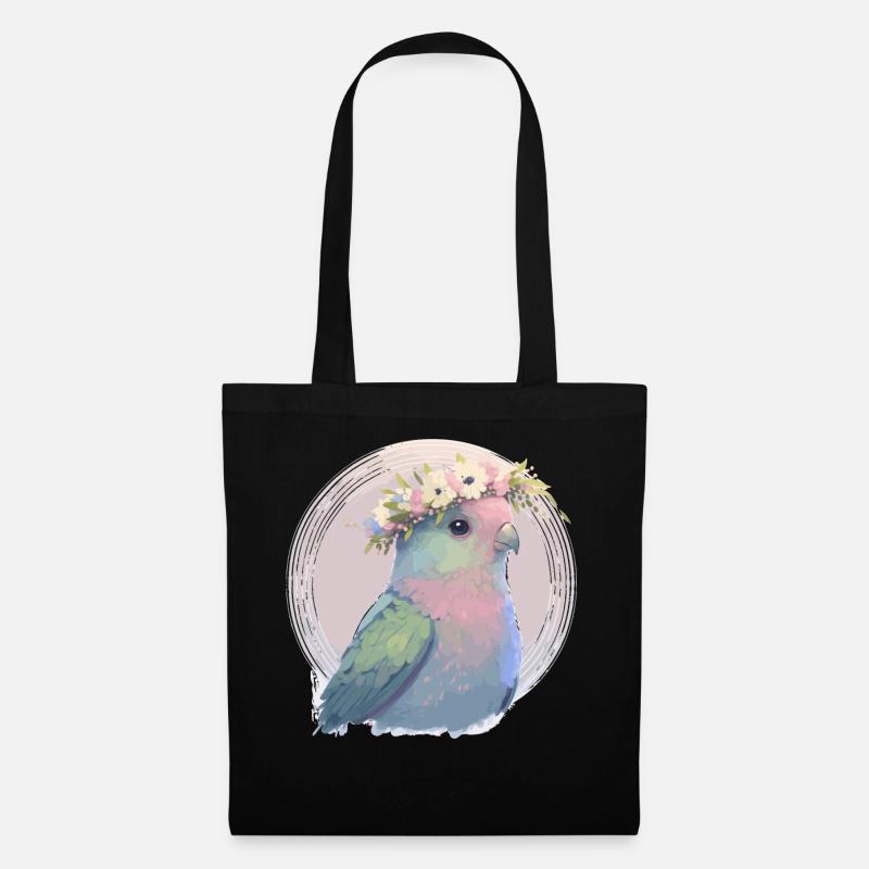 Cute Parrotlet Parakeet Bird Flower Crown Pet Bird - Stoffbeutel - Schwarz