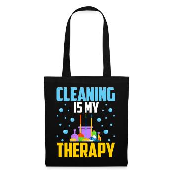 Cleaning Is My Therapy - Stoffbeutel - Schwarz - Vorne