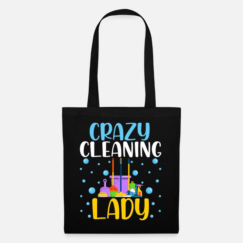 Crazy Cleaning Lady - Stoffbeutel - Schwarz