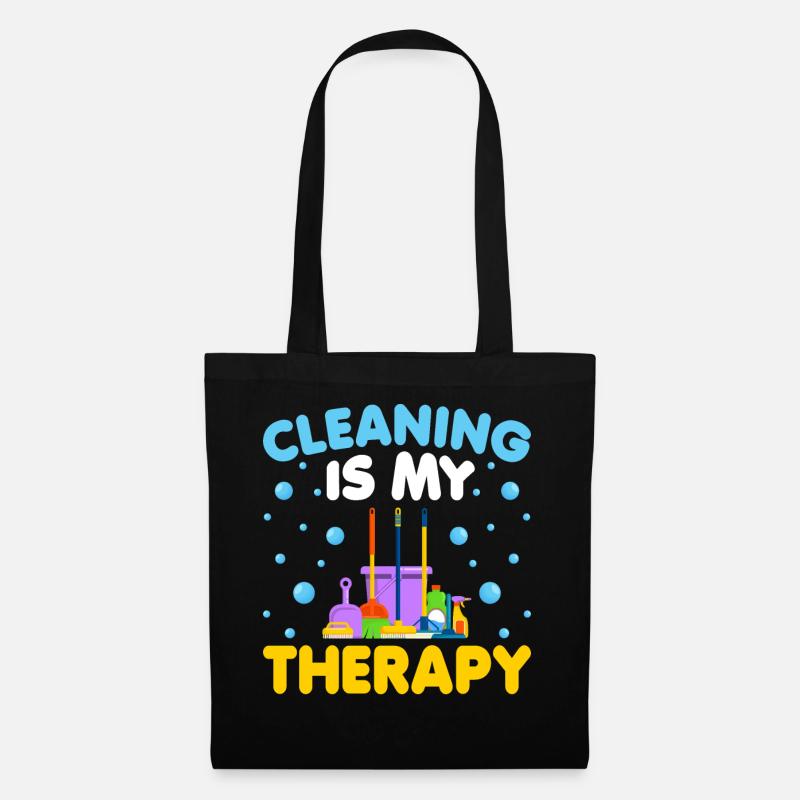 Cleaning Is My Therapy - Stoffbeutel - Schwarz