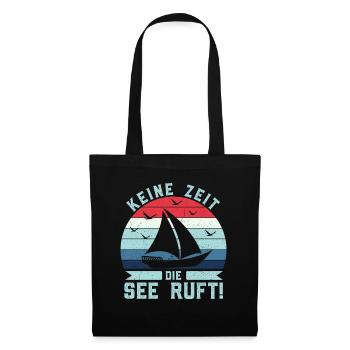 Retro Keine Zeit Die See ruft! - Boot Skipper - Stoffbeutel - Schwarz - Vorne
