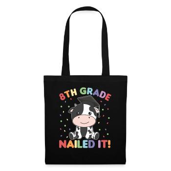 Kids 8th Grade nailed it cow graduation - Tote Bag - black - Front