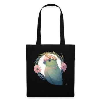 Watercolor Parrotlet Parakeet Bird Flower Crown Pe - Stoffbeutel - Schwarz - Vorne