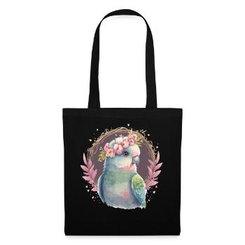 Cute Parakeet Bird Flower Crown Pet Birds - Tote Bag - black - Front