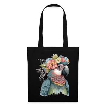 Cute Parrot Macaw Bird Flower Crown Pet Birds - Stoffbeutel - Schwarz - Vorne