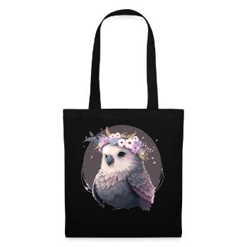 Mignon Gris Perruche Perruche Oiseau Fleur Couronne Pet Bi - Sac en tissu - noir - Devant