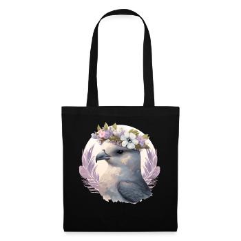 Cute Fulmar Bird Flower Crown Floral Tropical Bird - Tote Bag - black - Front