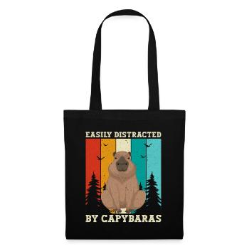 Retro Easily Distracted by Capybaras Capybara - Tote Bag - black - Front