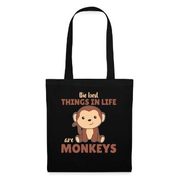 The best things in life are monkeys - cute monkey - Tote Bag - black - Front