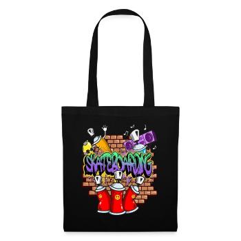 Skateboarding Skater Board Graffiti Spray Sprayer - Stoffbeutel - Schwarz - Vorne