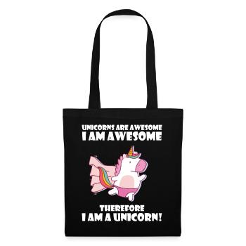 Unicorns are awesome, I am awesome - Stoffbeutel - Schwarz - Vorne