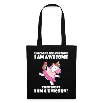 Unicorns are awesome, I am awesome - Stoffbeutel - Schwarz - Vorne