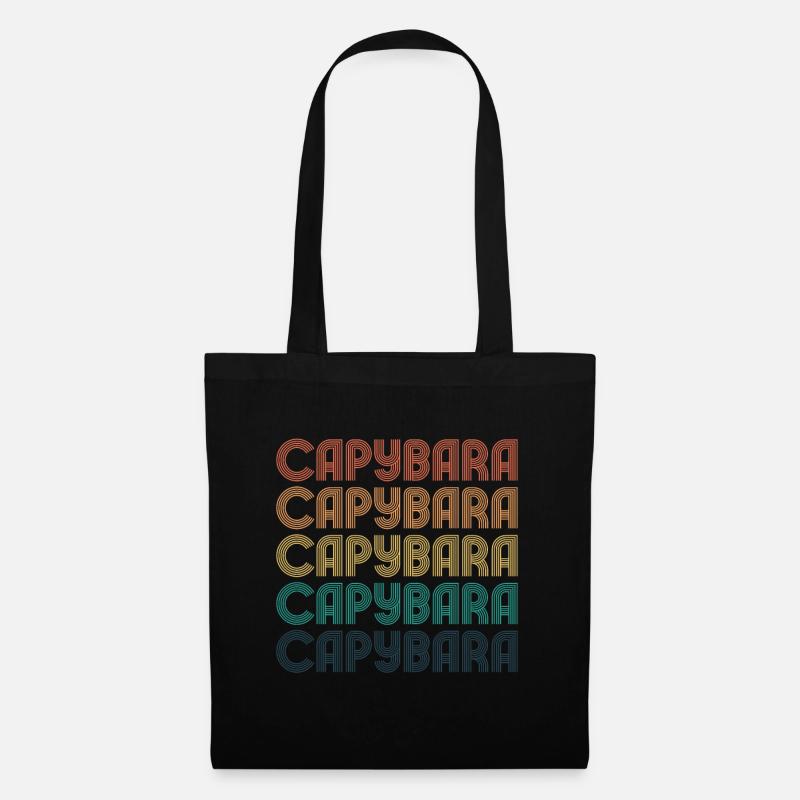 Retro Capybara Text Design - Capybaras - Stoffbeutel - Schwarz