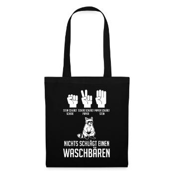 Tiermotiv Waschbär - Stoffbeutel - Schwarz - Vorne