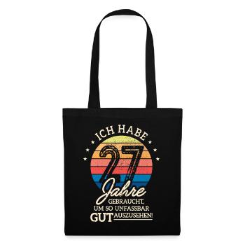 27. Geburtstag Geschenk Habe 27 Jahre Gebraucht - Stoffbeutel - Schwarz - Vorne