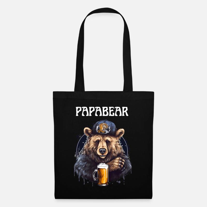 Papa Bear proud Daddy stolzer Vater - Stoffbeutel - Schwarz