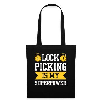 Lock Picking Ist Meine Superkraft Schloss Knacken - Stoffbeutel - Schwarz - Vorne