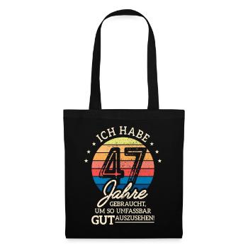 47. Geburtstag Geschenk Habe 47 Jahre Gebraucht - Stoffbeutel - Schwarz - Vorne