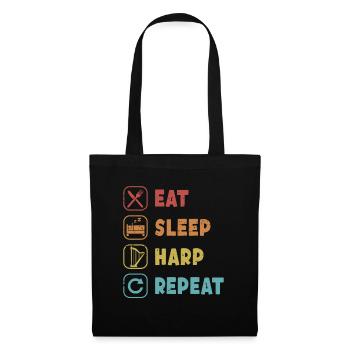 Eat Sleep Harp Repeat Konzertharfe Harfenmusik - Stoffbeutel - Schwarz - Vorne