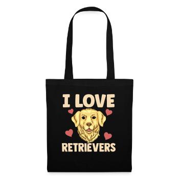 Ich Liebe Retriever Hund Haustier Retrievers - Stoffbeutel - Schwarz - Vorne