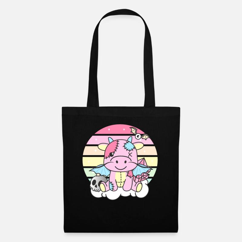 Kawaii Gothic Drache Pastellfarben Gothic Goth - Stoffbeutel - Schwarz