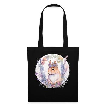 Cute Squirrel Flower Crown Animal Lovers - Stoffbeutel - Schwarz - Vorne