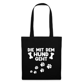 Die Mit Dem Hund Geht - Stoffbeutel - Schwarz - Vorne