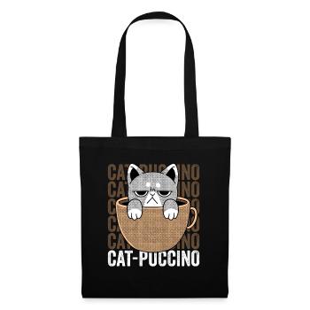 Cat Puccino Cappuccino - Stoffbeutel - Schwarz - Vorne