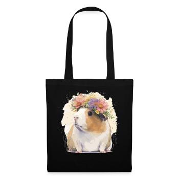 Aquarelle Cochon d’Inde Fleur Couronne Floral Boho Aes - Sac en tissu - noir - Devant