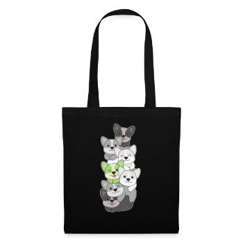 Agender Flag Pride LGBTQ Cute Corgi Stack - Tote Bag - black - Front