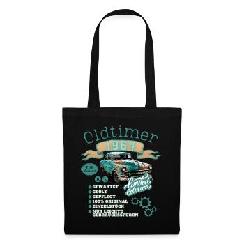 Oldtimer Motiv Jahrgang 1967 Geburtstag Geschenk - Stoffbeutel - Schwarz - Vorne