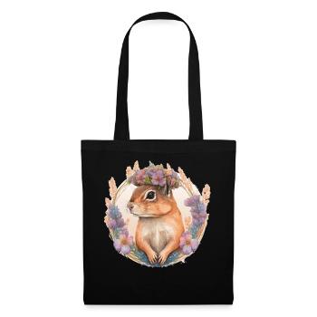 Watercolor Chipmunk Flower Crown Hawaiian Boho Aes - Tote Bag - black - Front