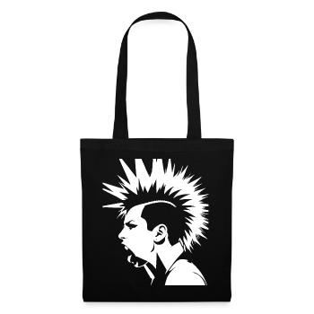 Schreiender Punkrocker mit Mohican Anarchy Punk - Stoffbeutel - Schwarz - Vorne