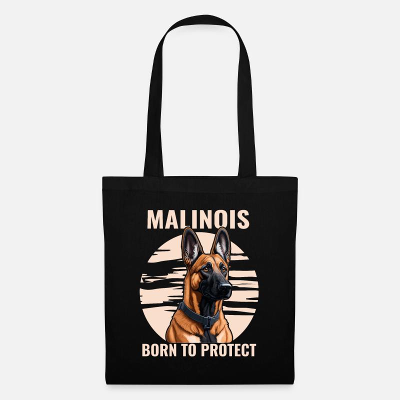 Malinois - Né pour protéger - Sac en tissu - noir