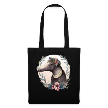Watercolor Anteater Flower Crown Floral Anteaters - Stoffbeutel - Schwarz - Vorne