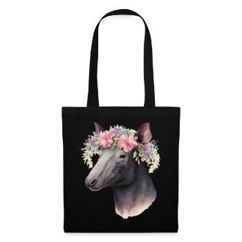 Mignon Tapir Flower Crown Floral Animal Lovers - Sac en tissu - noir - Devant