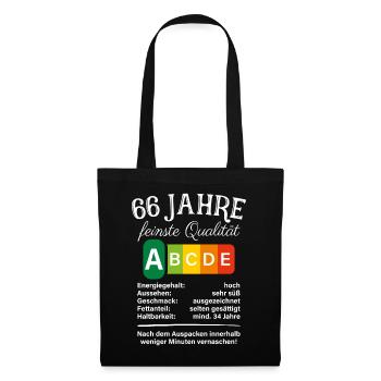 66 Jahre Feinste Qualität Geschenk 66. Geburtstag - Stoffbeutel - Schwarz - Vorne