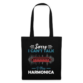Sorry I Cant Talk I Play Harmonica Harmonica Play - Stoffbeutel - Schwarz - Vorne
