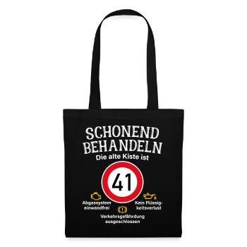 41. Geburtstag Schonend Behandeln 41 Alte Kiste 41 - Stoffbeutel - Schwarz - Vorne