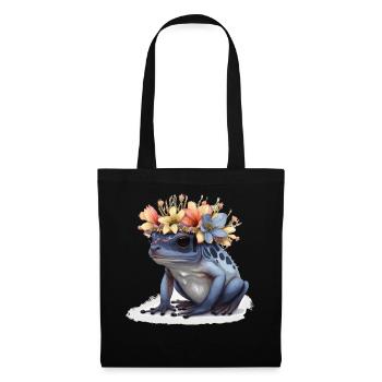 Cute Poison Dart Frog Flower Crown Amphibian Lover - Tote Bag - black - Front