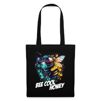 Graffiti Hummel mit Sonnenbrille Bee Cool Honey - Stoffbeutel - Schwarz - Vorne