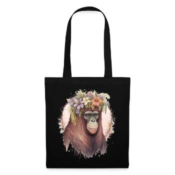 Cute Orangutan Flower Crown Monkey Lover - Tote Bag - black - Front