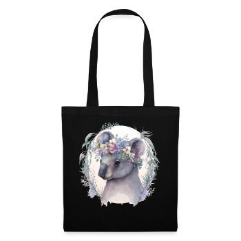 Cute Koala Bear Flower Crown Floral Koala Lover - Stoffbeutel - Schwarz - Vorne