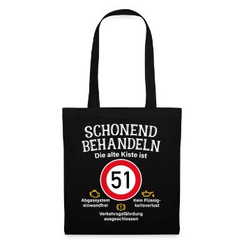 51. Geburtstag Schonend Behandeln 51 Alte Kiste 51 - Stoffbeutel - Schwarz - Vorne